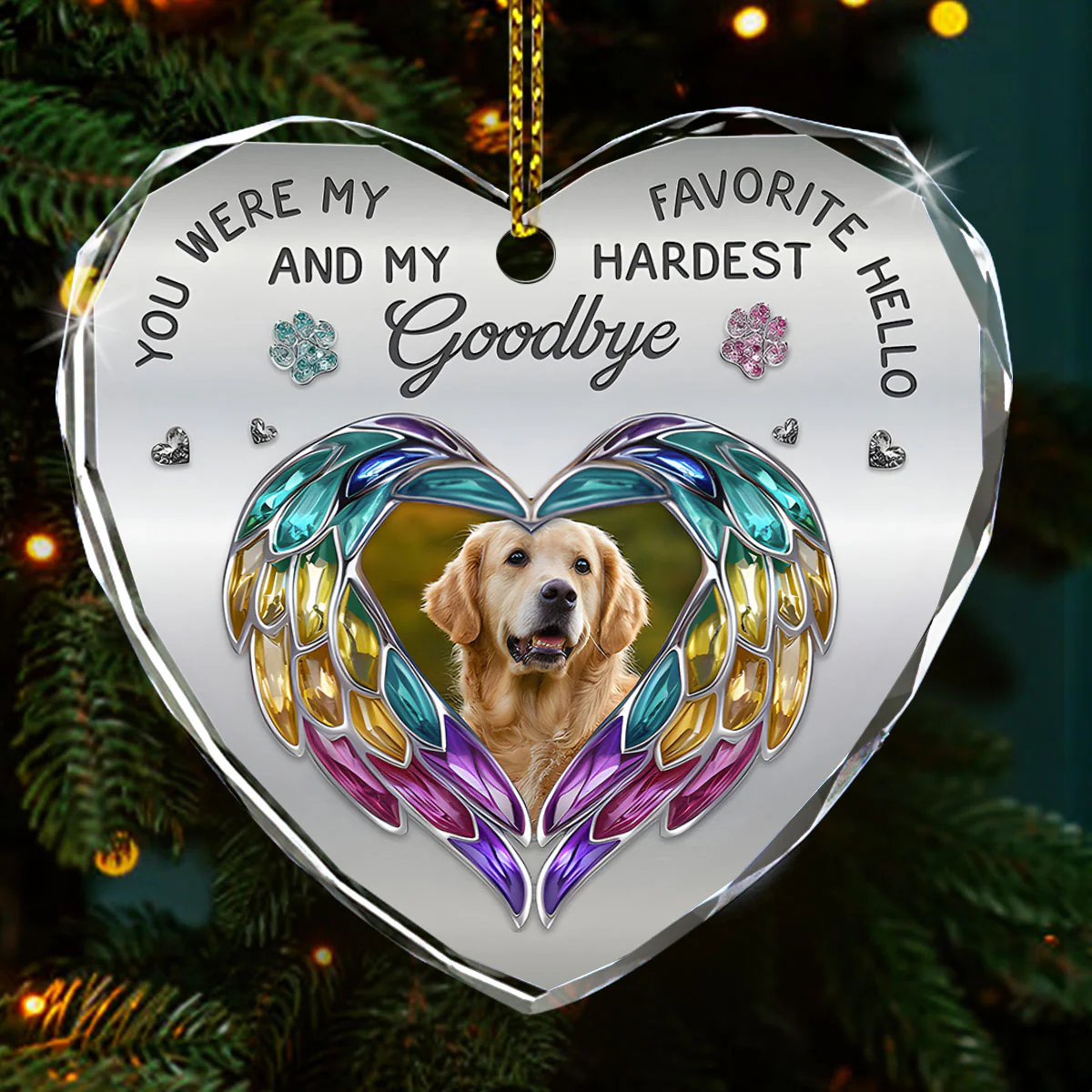 Memorial Pet For Loss Of Dogs - Personalized Heart Shaped Glass Ornament - Image 3