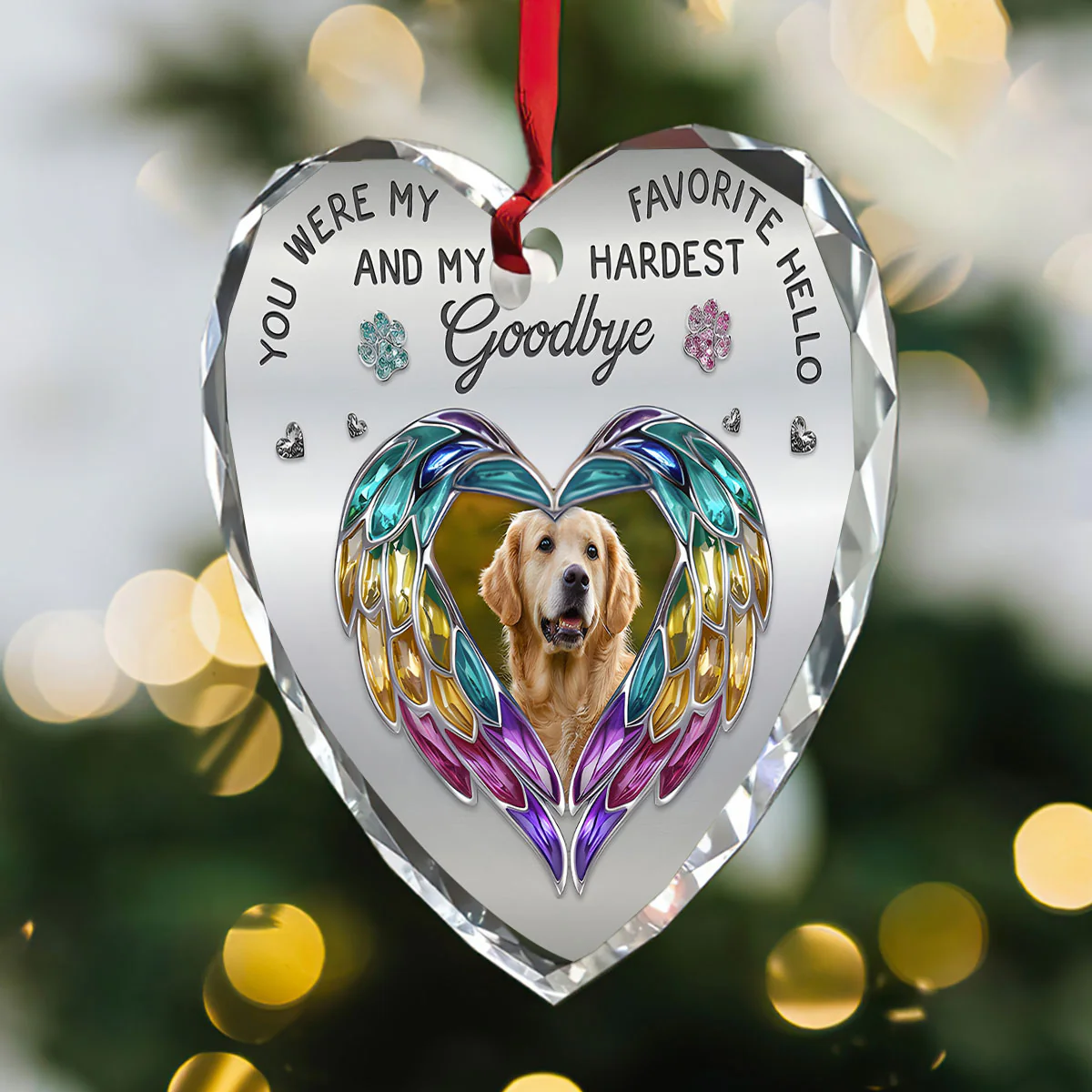 Memorial Pet For Loss Of Dogs - Personalized Heart Shaped Glass Ornament - Image 4