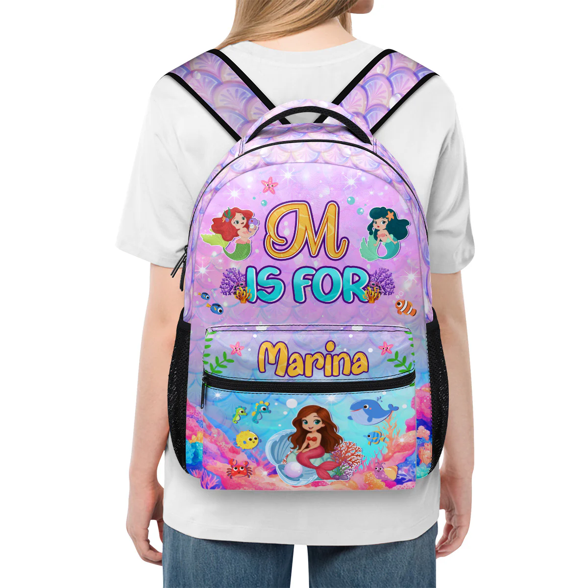 Mermaid Kid's Name - Personalized Backpack - Image 4
