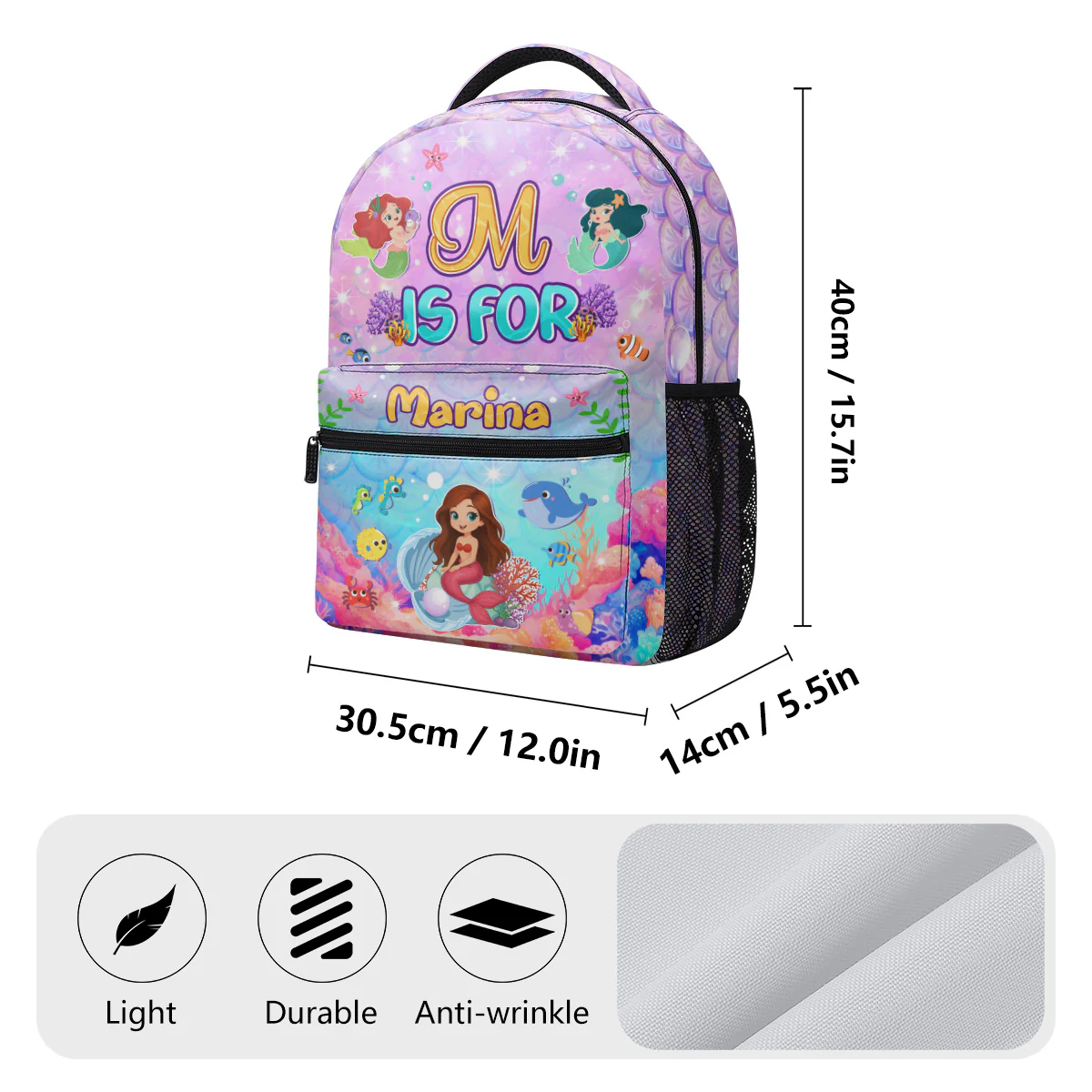 Mermaid Kid's Name - Personalized Backpack - Image 8