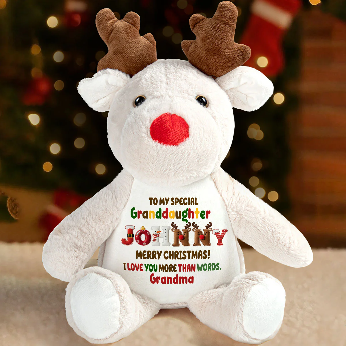 Merry And Bright 2 - Personalized Stuffed Reindeer
