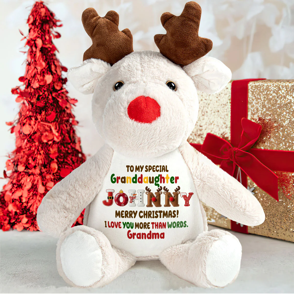 Merry And Bright 2 - Personalized Stuffed Reindeer - Image 6