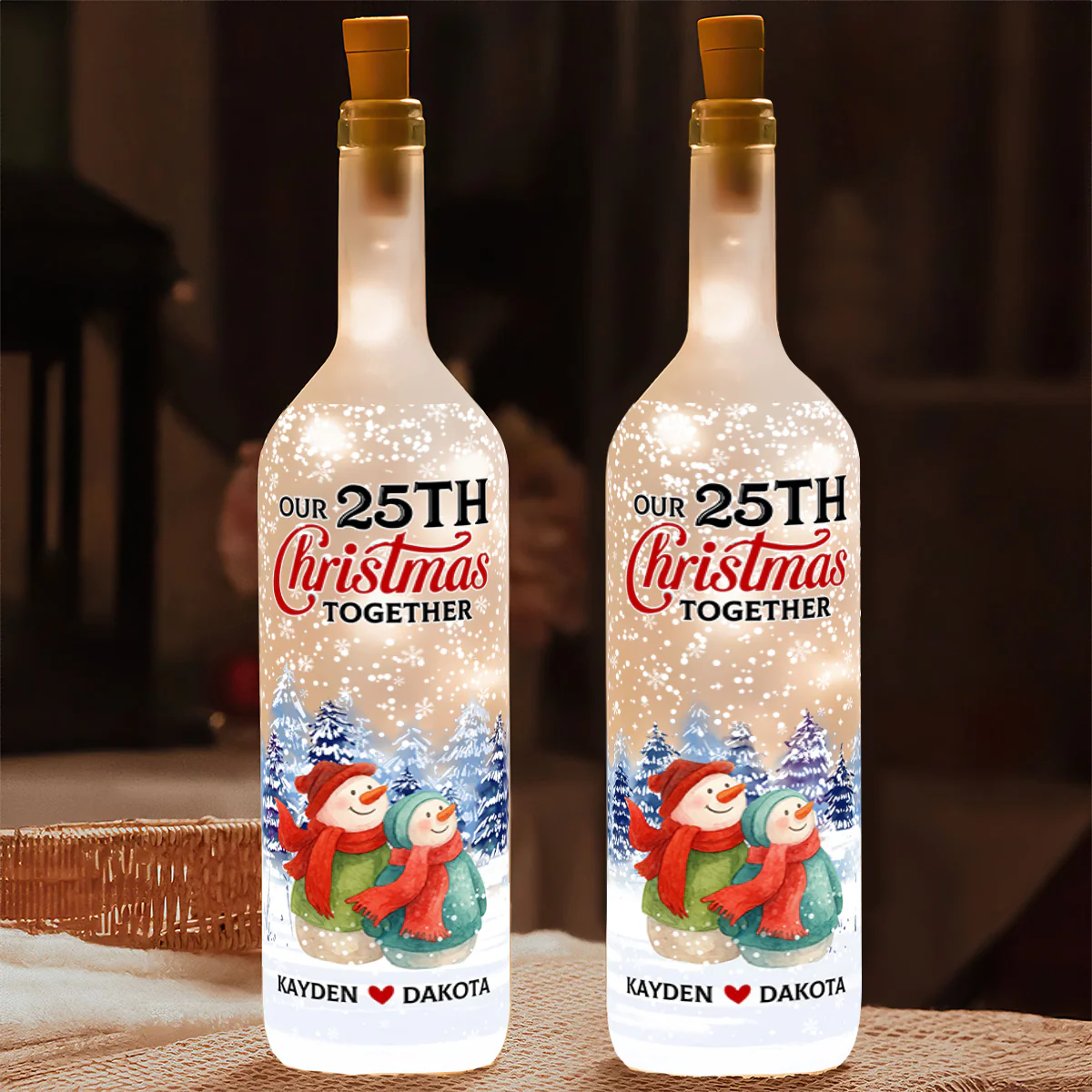 Merry And Bright Together - Personalized Bottle Lamp - Image 2