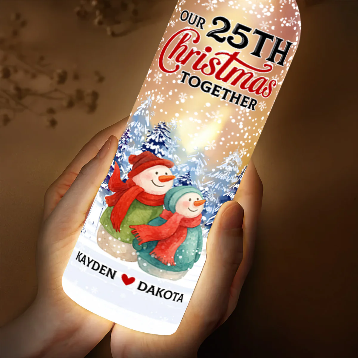 Merry And Bright Together - Personalized Bottle Lamp - Image 3