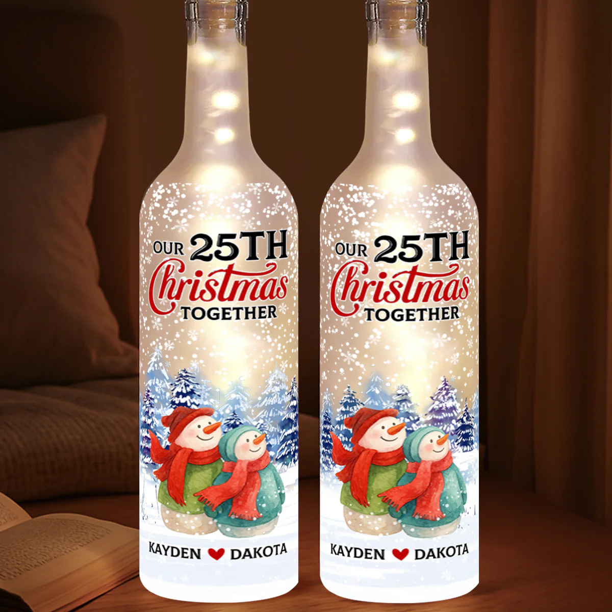Merry And Bright Together - Personalized Bottle Lamp - Image 4