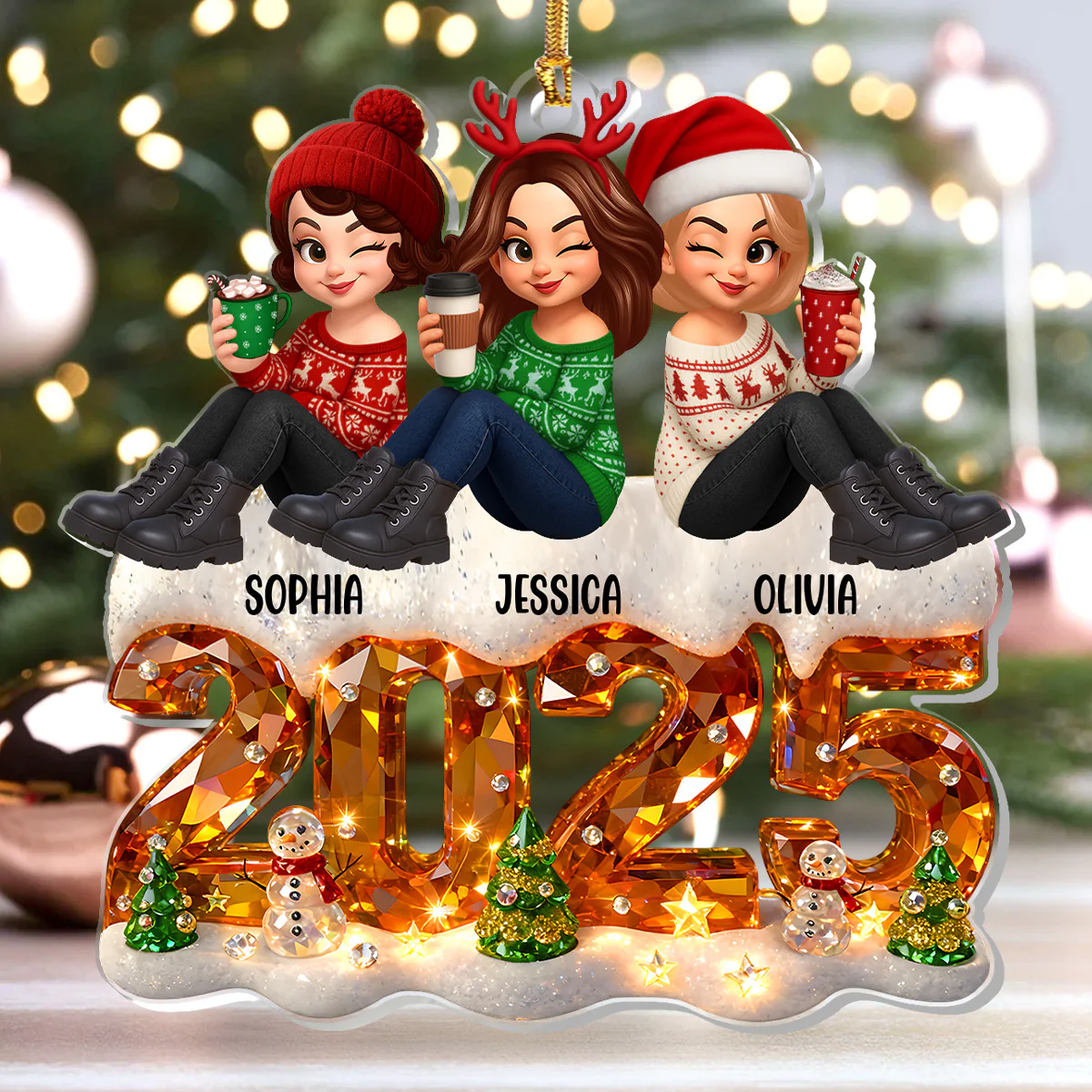 Merry Christmas 2025 - Personalized 1-Layer Acrylic Ornament - Image 4