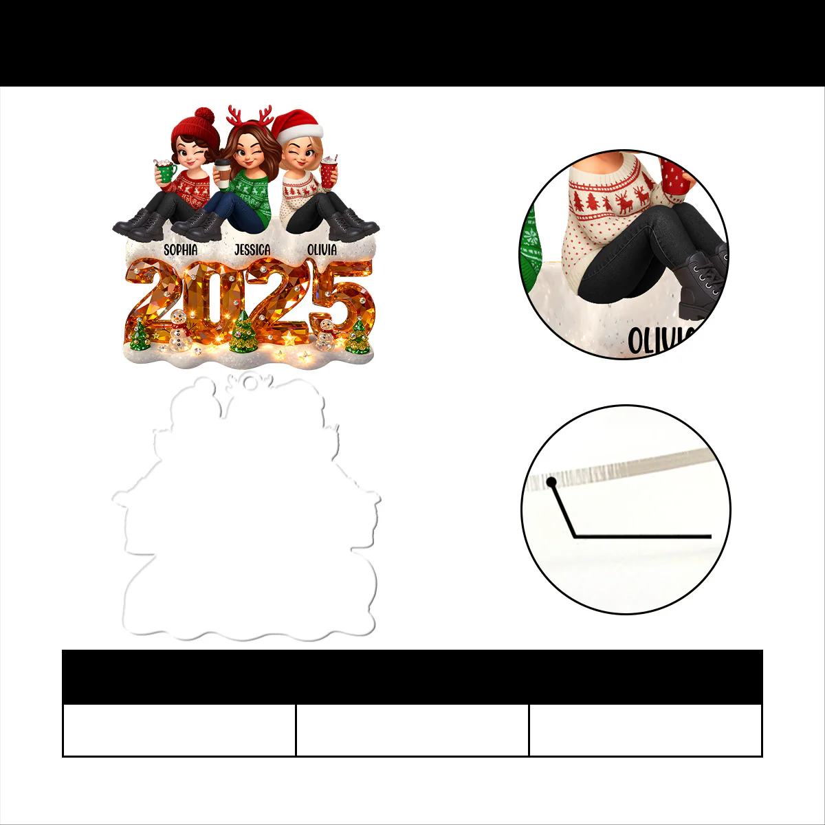 Merry Christmas 2025 - Personalized 1-Layer Acrylic Ornament - Image 7