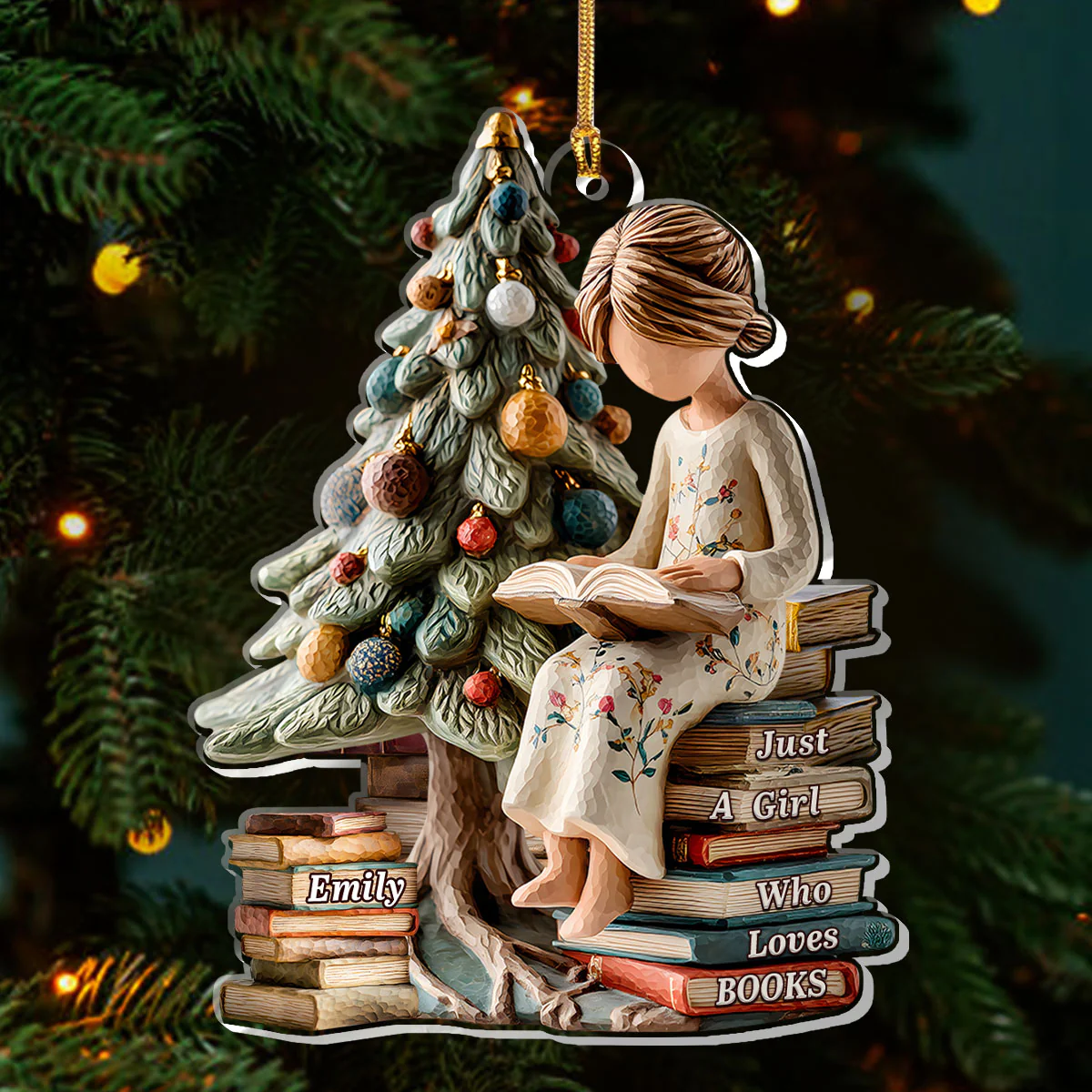 Merry Christmas My Book Lover - Personalized 1-Layer Acrylic Ornament - Image 3