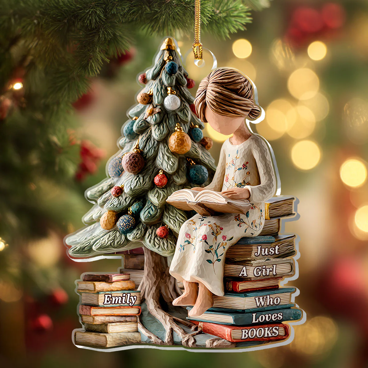 Merry Christmas My Book Lover - Personalized 1-Layer Acrylic Ornament - Image 4