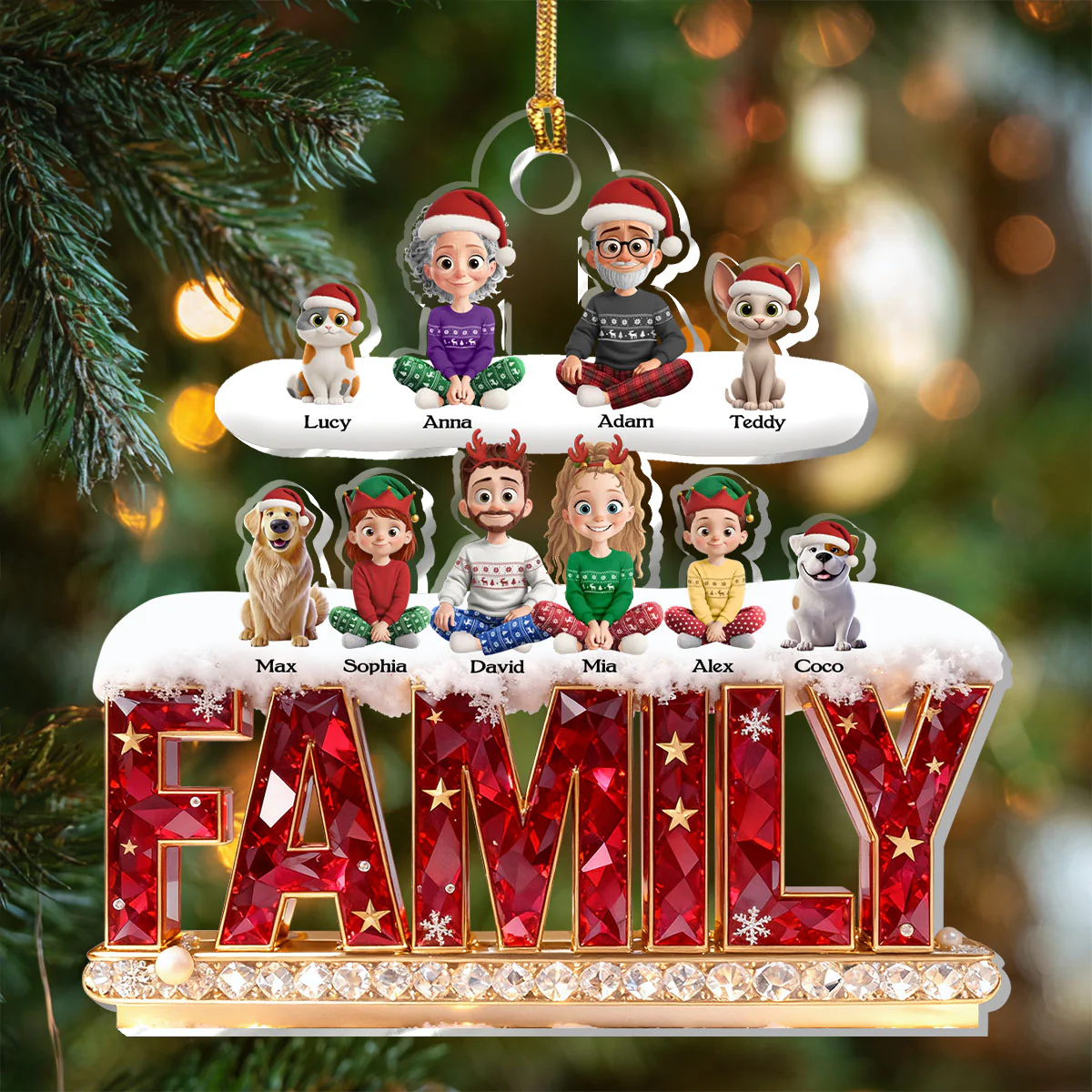 Merry Christmas  - Personalized 1-Layer Acrylic Ornament - Image 4