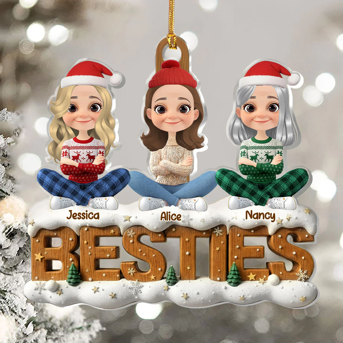 Merry Christmas  - Personalized 1-Layer Acrylic Ornament - Image 5