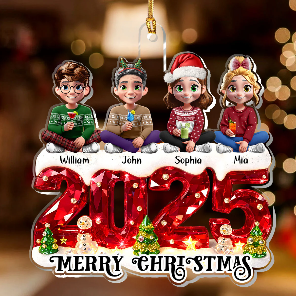 Merry Christmas - Personalized 1-Layer Acrylic Ornament - Image 2