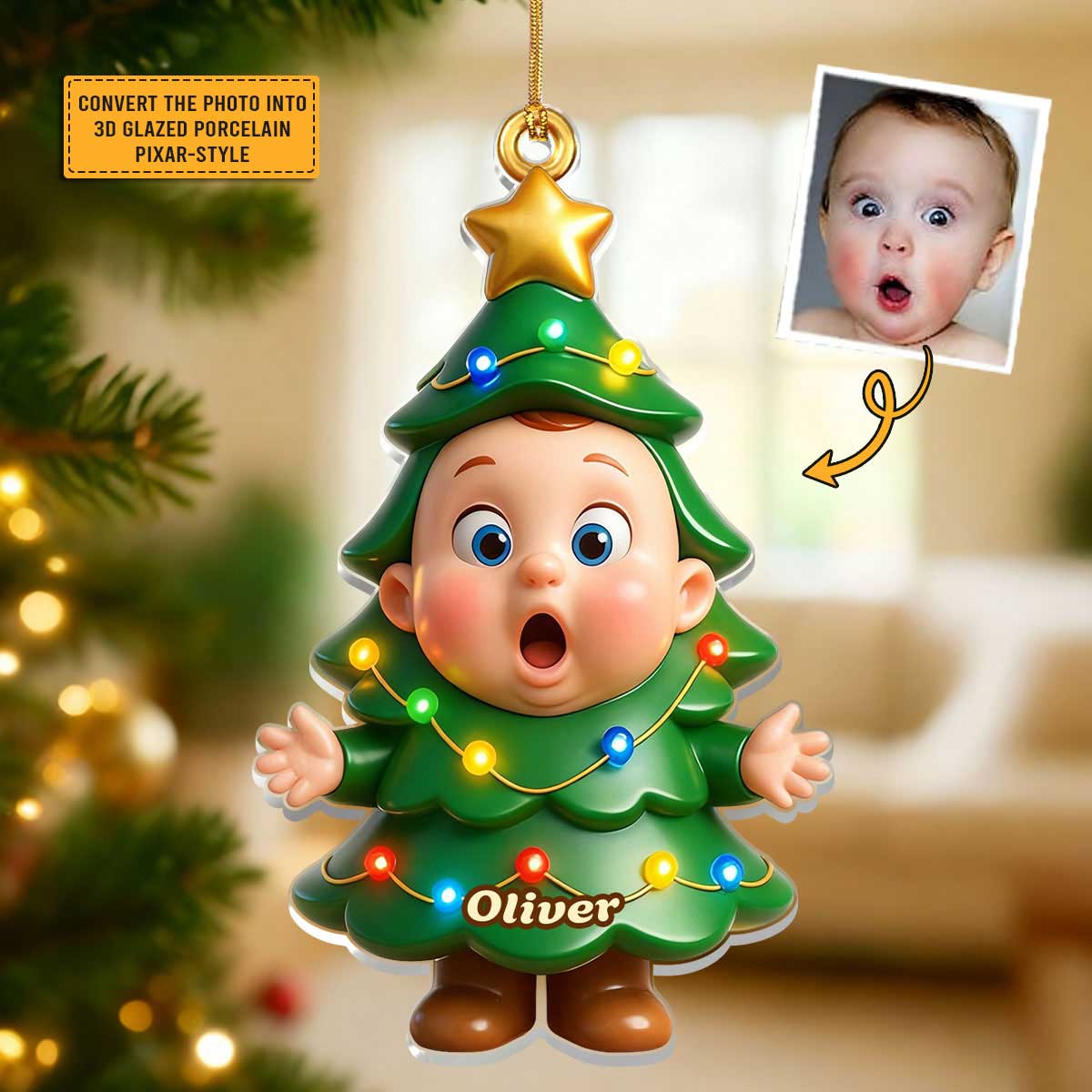 Merry Christmas  - Personalized 1-Layer Acrylic Ornament - Image 2