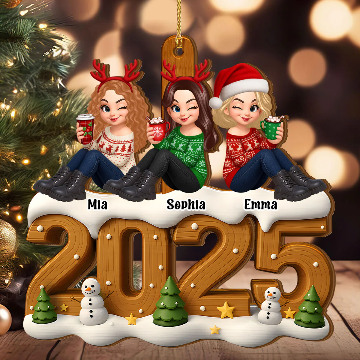 Merry Christmas - Personalized Wood Ornament Cutout & Print 1 Side - Image 2