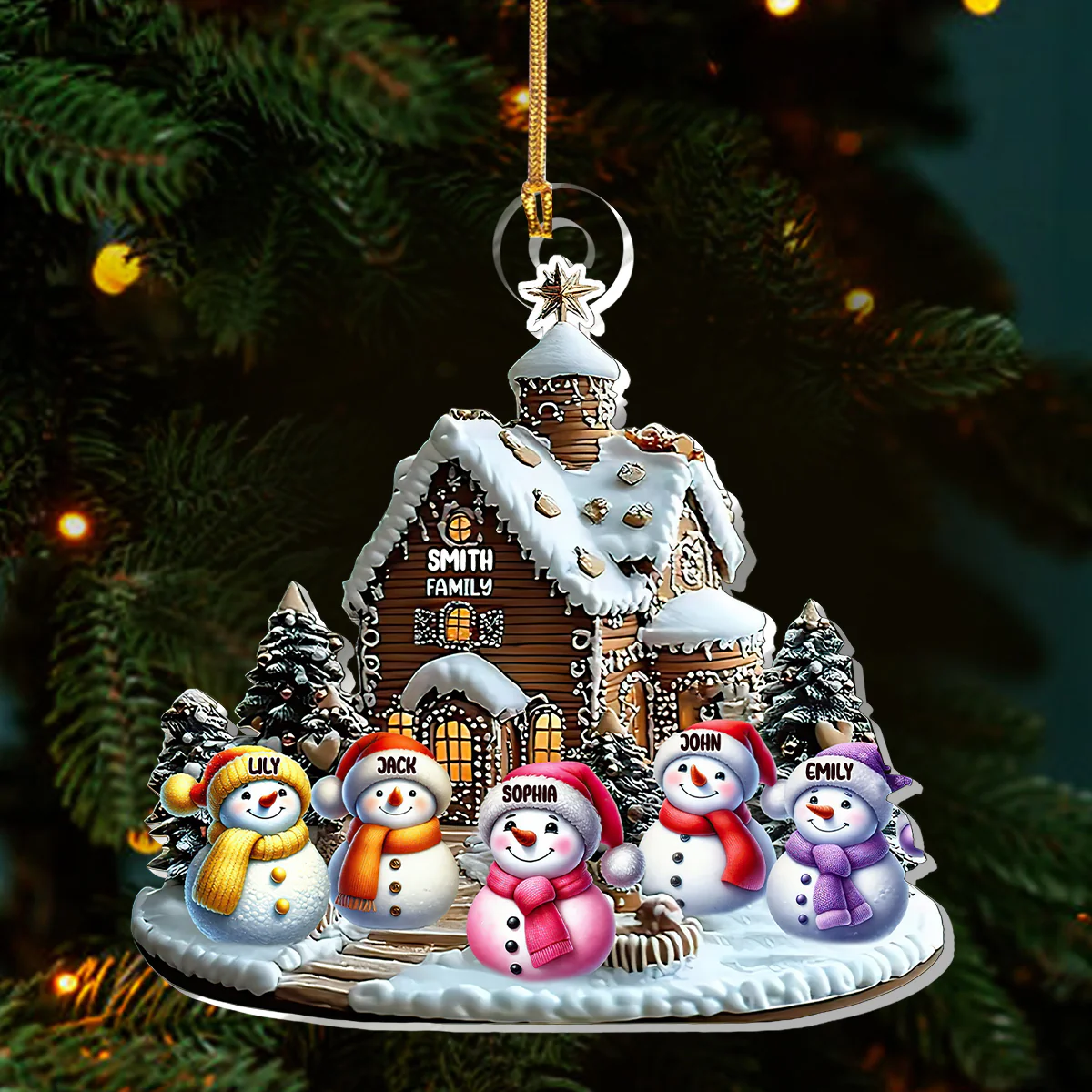 Merry Christmas Snowman - Personalized 1-Layer Acrylic Ornament - Image 3