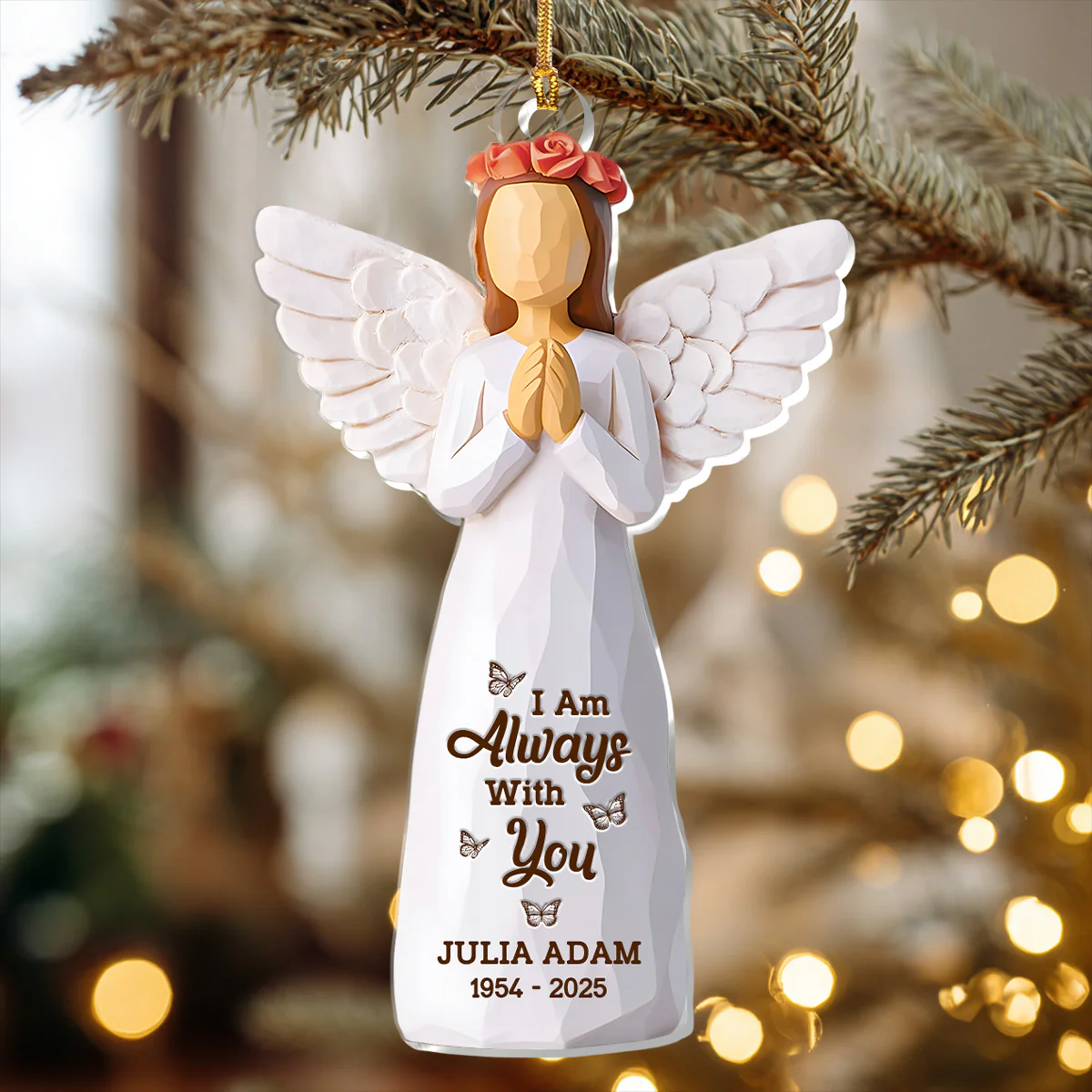 Merry Christmas To Our Angel in Heaven - Personalized 1-Layer Acrylic Ornament - Image 4