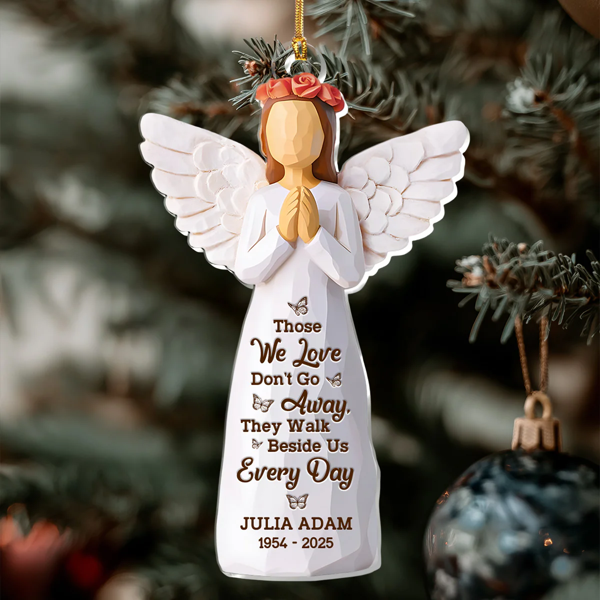 Merry Christmas To Our Angel in Heaven - Personalized 1-Layer Acrylic Ornament - Image 6