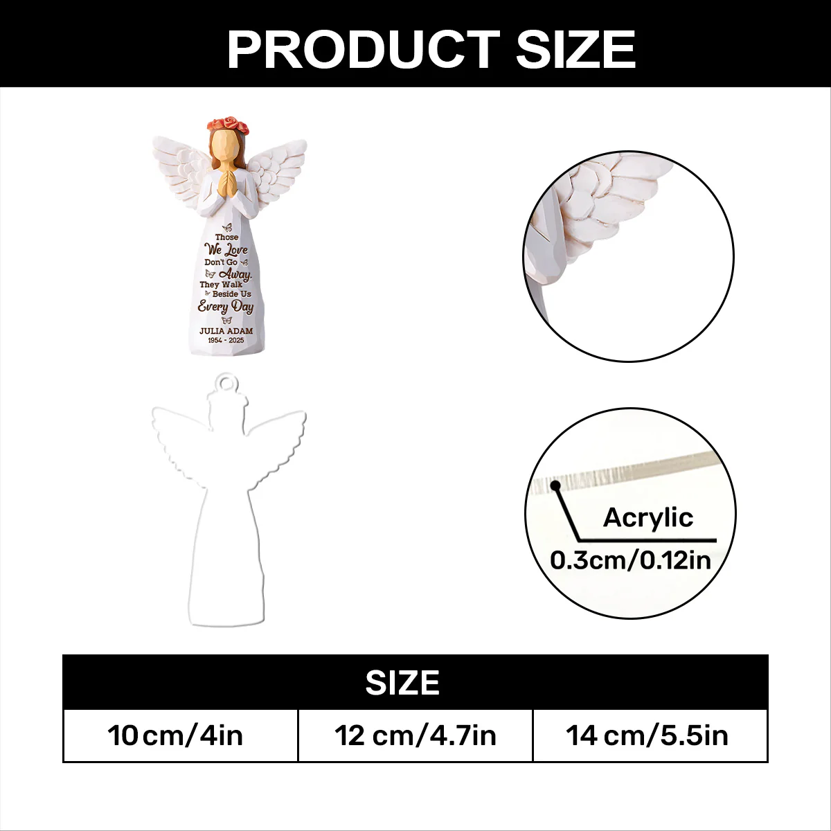 Merry Christmas To Our Angel in Heaven - Personalized 1-Layer Acrylic Ornament - Image 7