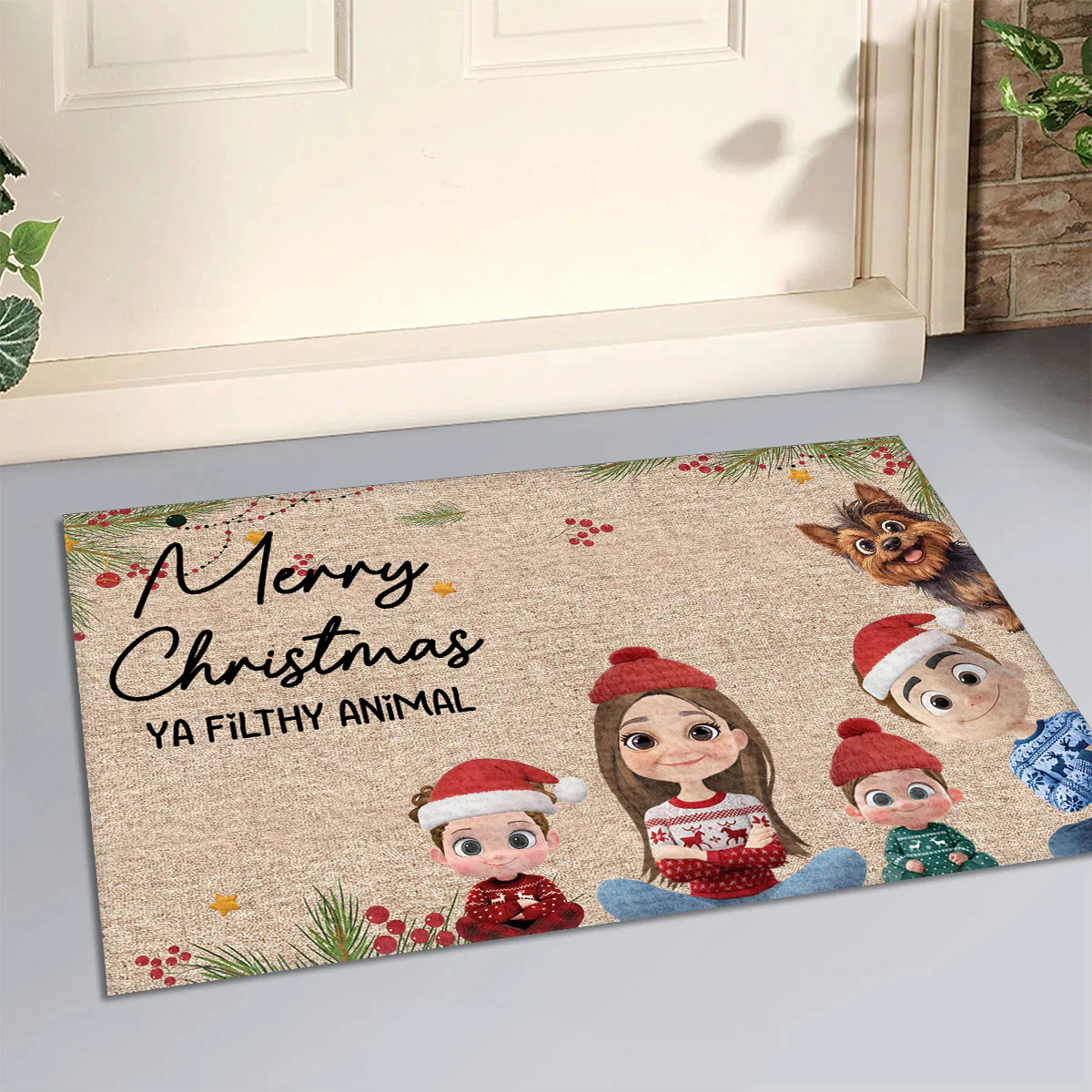 Merry Christmas Ya Filthy Animal - Personalized Doormat - Image 3
