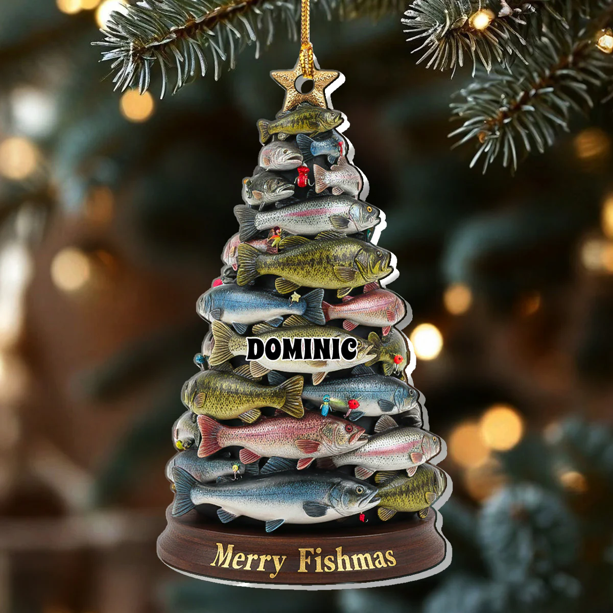 Merry Fishmas 2 - Personalized 1-Layer Acrylic Ornament