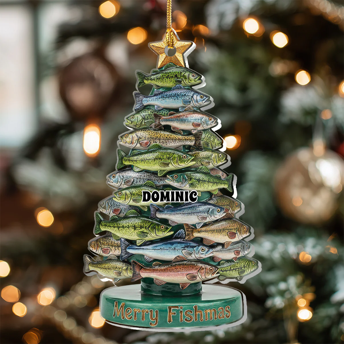 Merry Fishmas 2 - Personalized 1-Layer Acrylic Ornament - Image 5