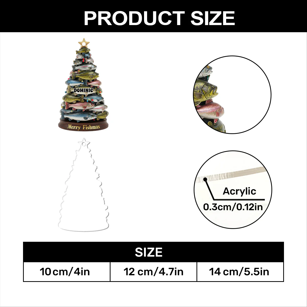 Merry Fishmas 2 - Personalized 1-Layer Acrylic Ornament - Image 7