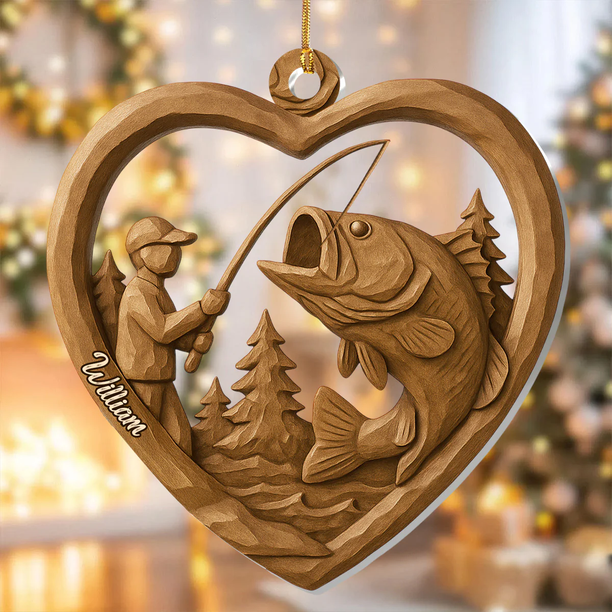 Merry Fishmas - Personalized 1-Layer Acrylic Ornament - Image 3