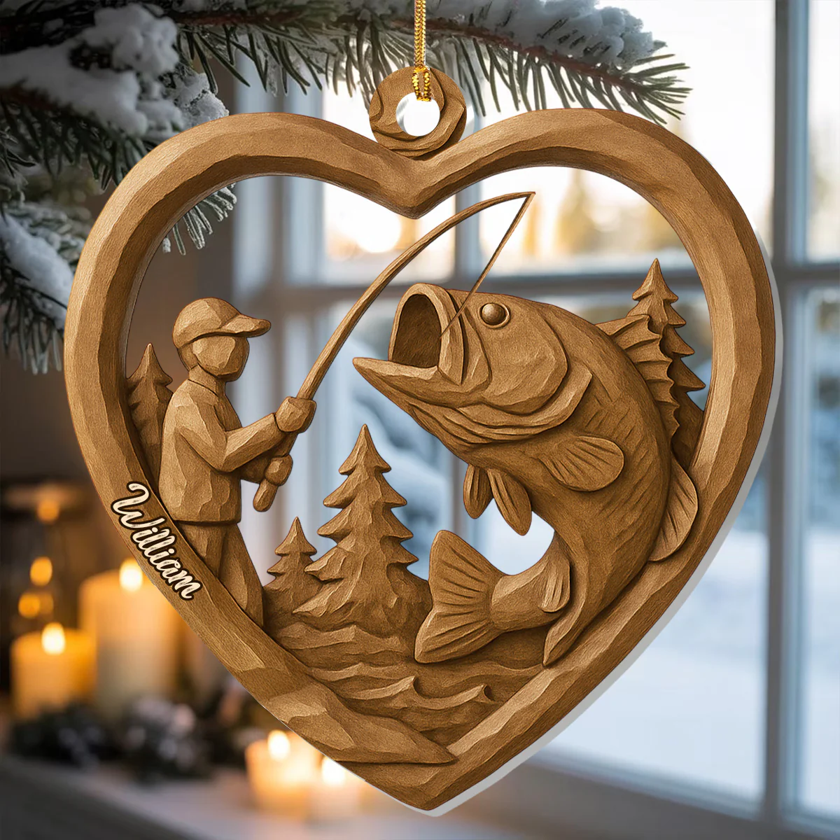 Merry Fishmas - Personalized 1-Layer Acrylic Ornament - Image 4