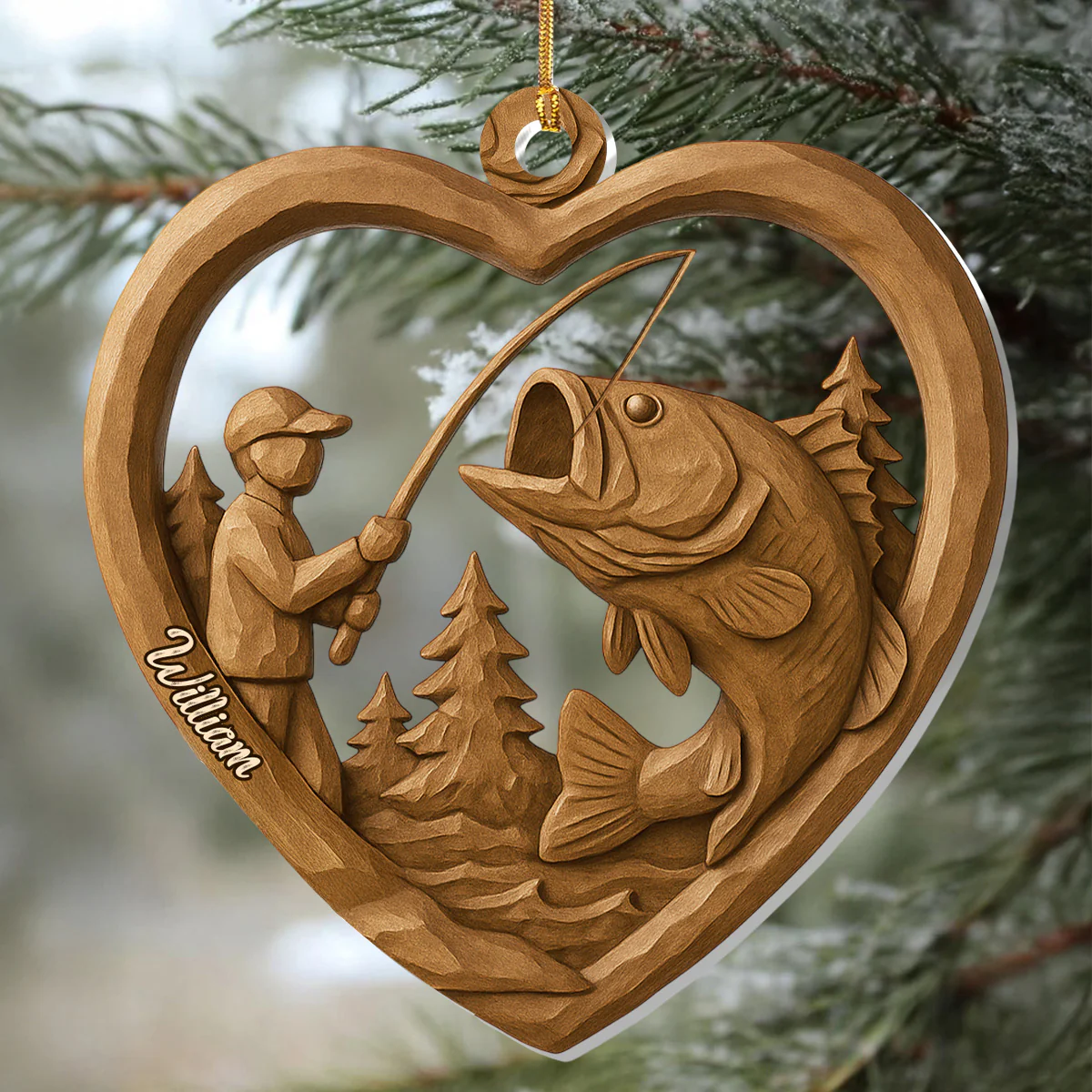 Merry Fishmas - Personalized 1-Layer Acrylic Ornament - Image 6