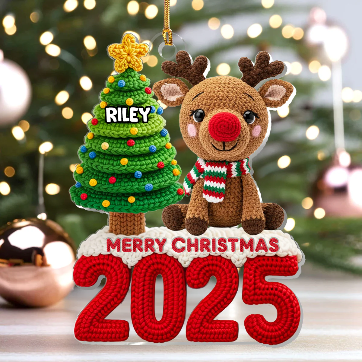 Merry Reindeer - Personalized 1-Layer Acrylic Ornament - Image 3