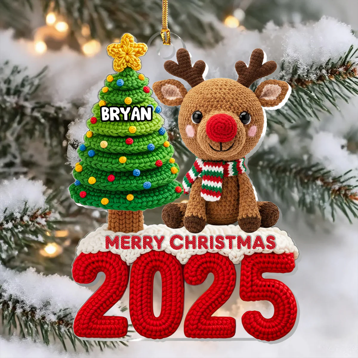 Merry Reindeer - Personalized 1-Layer Acrylic Ornament - Image 4
