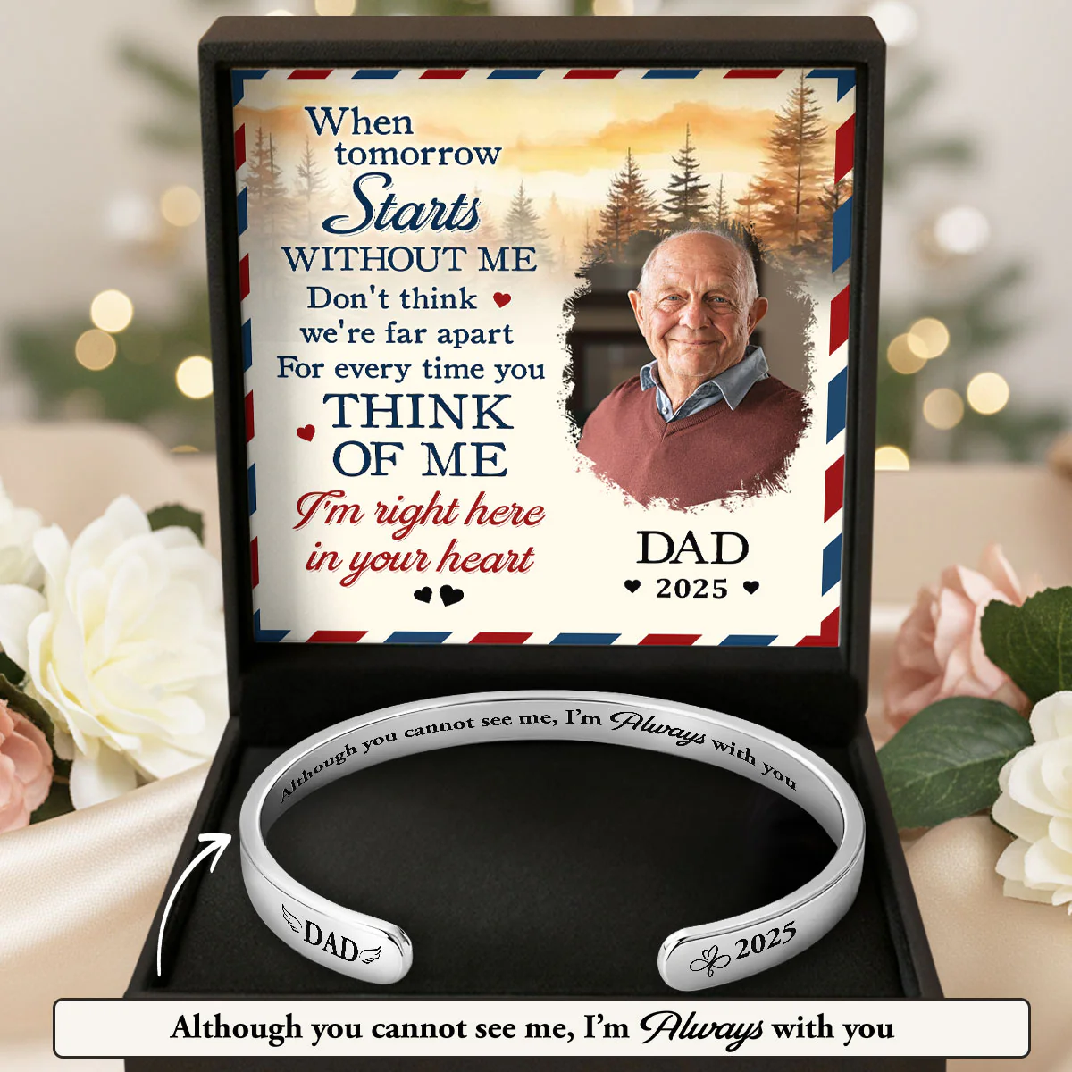 Message From Heaven - Personalized Cuff Bangle Bracelet With Box
