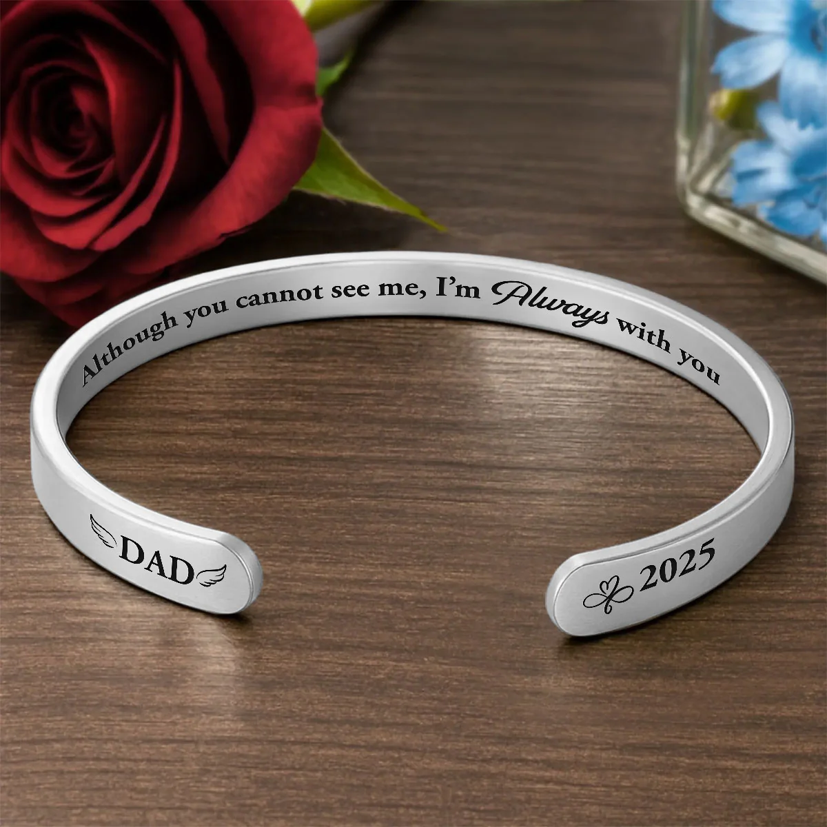 Message From Heaven - Personalized Cuff Bangle Bracelet With Box - Image 2