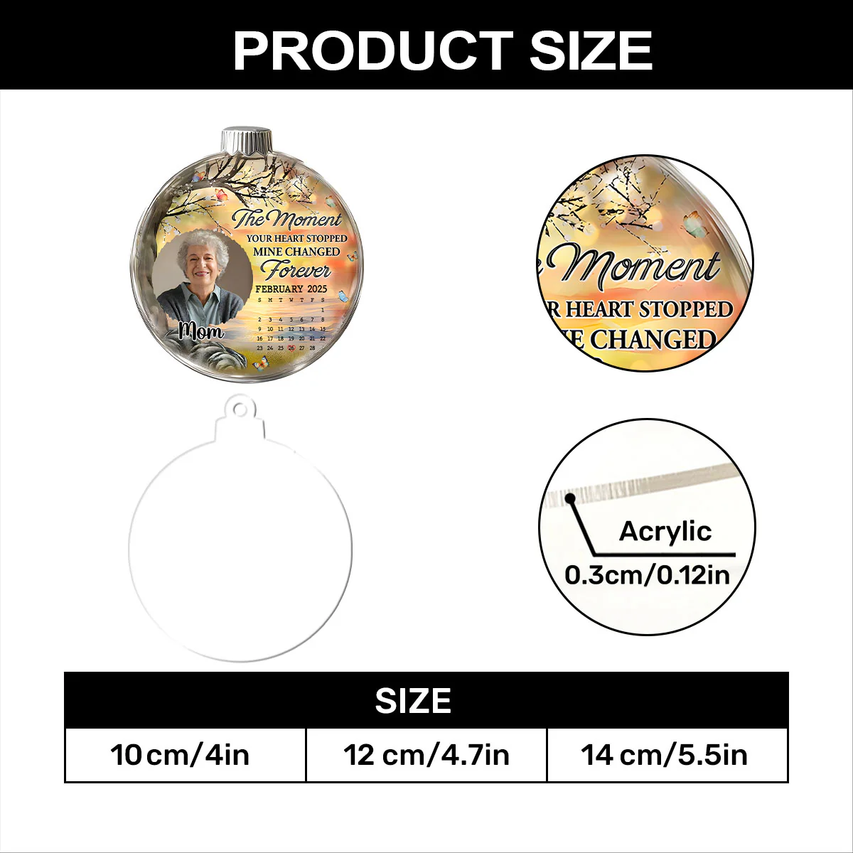 Mine Changed Forever  - Personalized 1-Layer Acrylic Ornament - Image 7