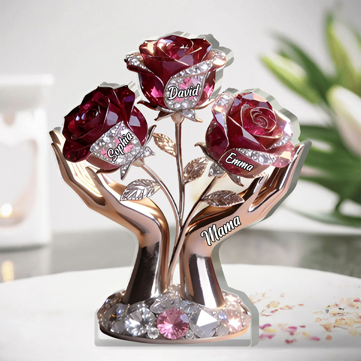 Mom Grandma Rose Tree - Personalized Custom Shaped Acrylic Plaque