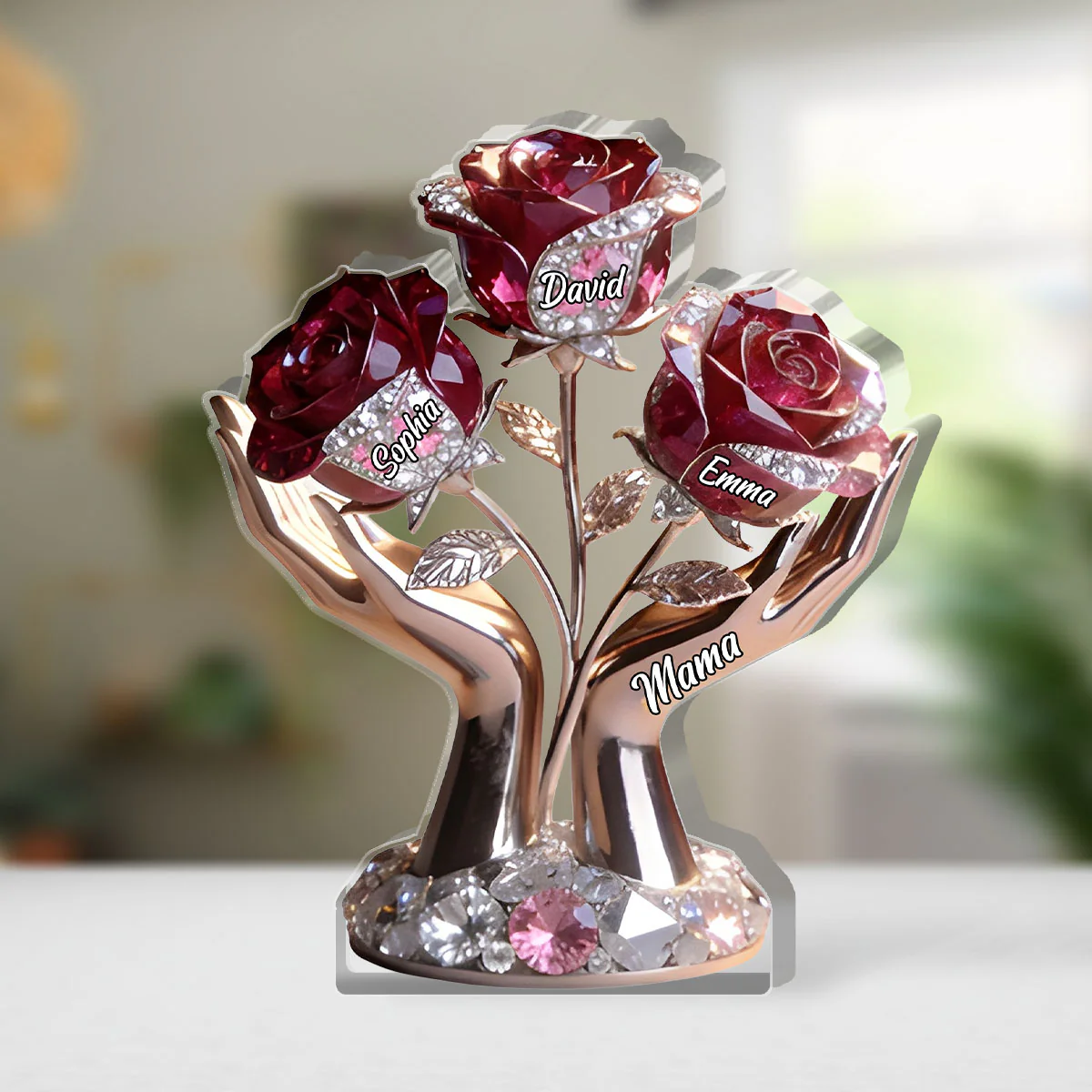 Mom Grandma Rose Tree - Personalized Custom Shaped Acrylic Plaque - Image 4