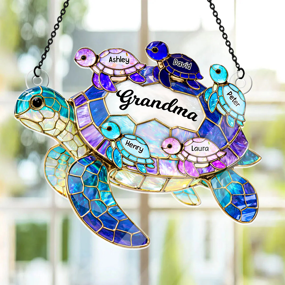 Mom Grandma Sea Turtle - Personalized Acrylic Suncatcher - Image 2