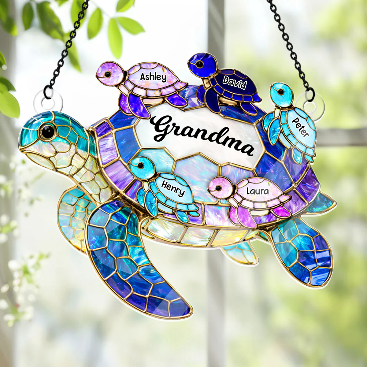Mom Grandma Sea Turtle - Personalized Acrylic Suncatcher - Image 4