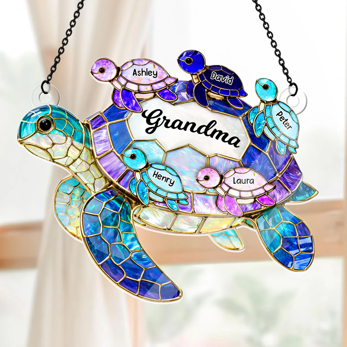 Mom Grandma Sea Turtle - Personalized Acrylic Suncatcher - Image 5