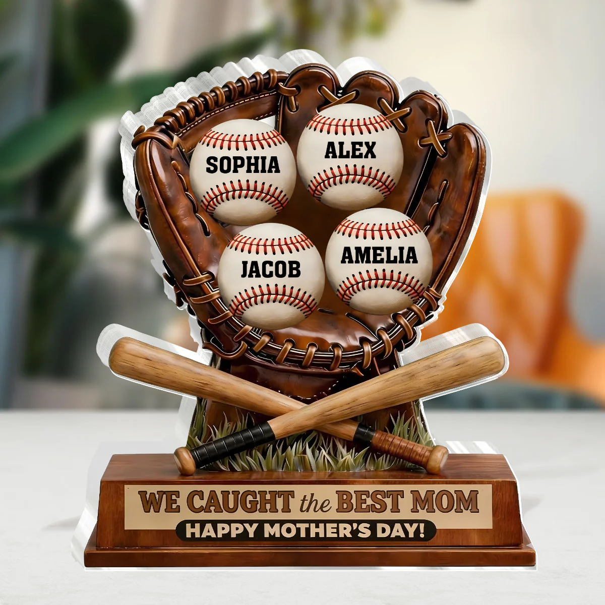 Mom's Perfect Catch - Personalized Custom Shaped Acrylic Plaque - Image 4