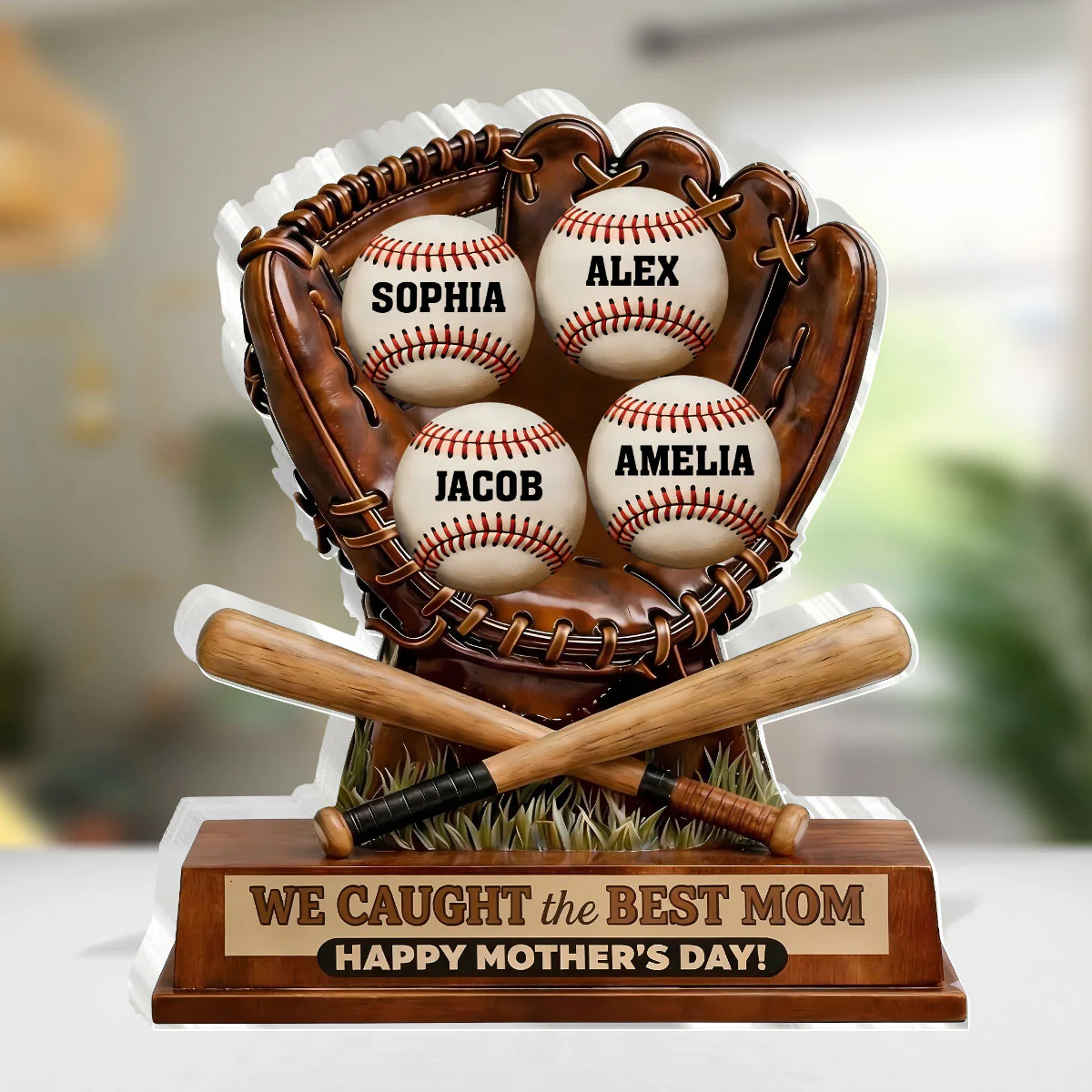 Mom's Perfect Catch - Personalized Custom Shaped Acrylic Plaque - Image 5