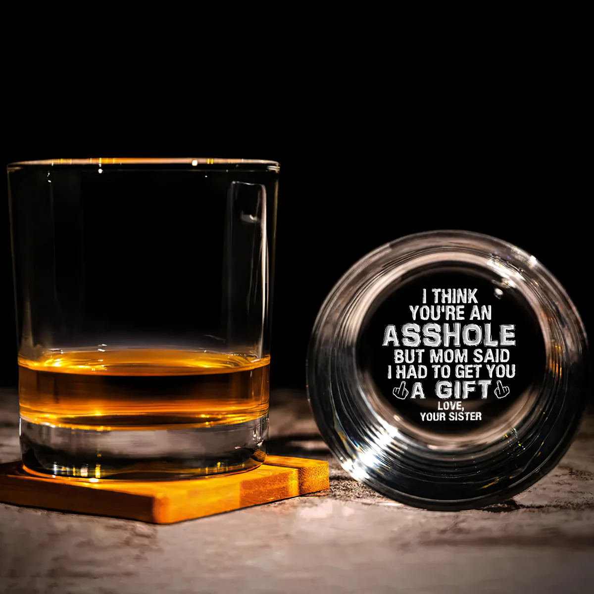 Mom Said I Had To Get You A Gift - Personalized Engraved Whiskey Glass - Image 5