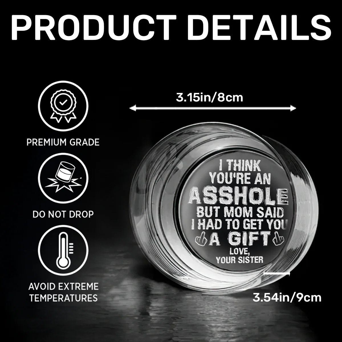 Mom Said I Had To Get You A Gift - Personalized Engraved Whiskey Glass - Image 7