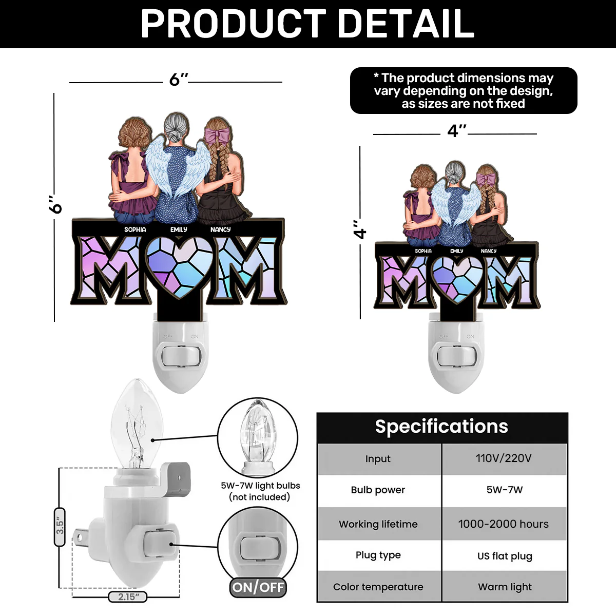 Mom We Love You - Personalized Plug-in Night Light - Image 6