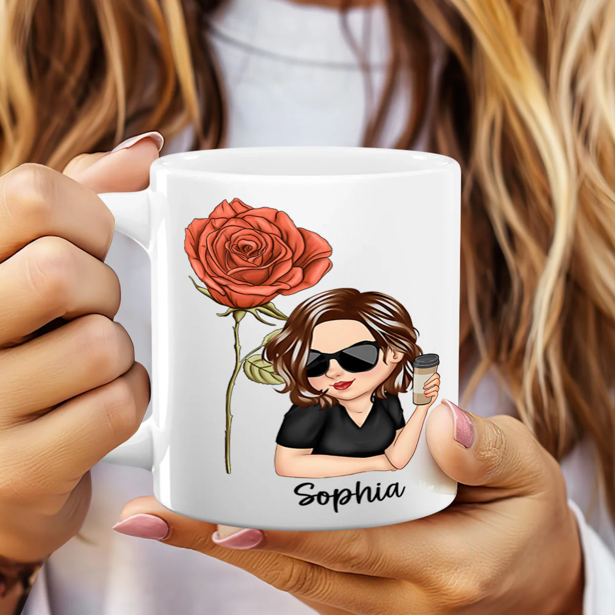 Mom Wife Birthday Flower - Personalized Mug - Image 2