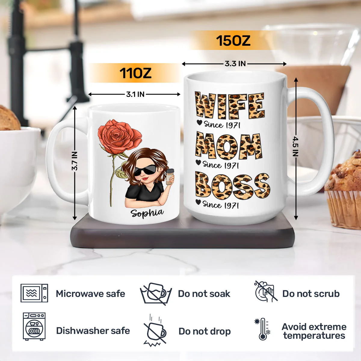 Mom Wife Birthday Flower - Personalized Mug - Image 3