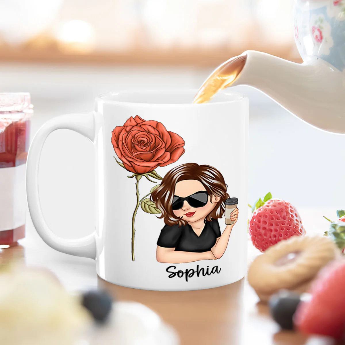Mom Wife Birthday Flower - Personalized Mug - Image 4