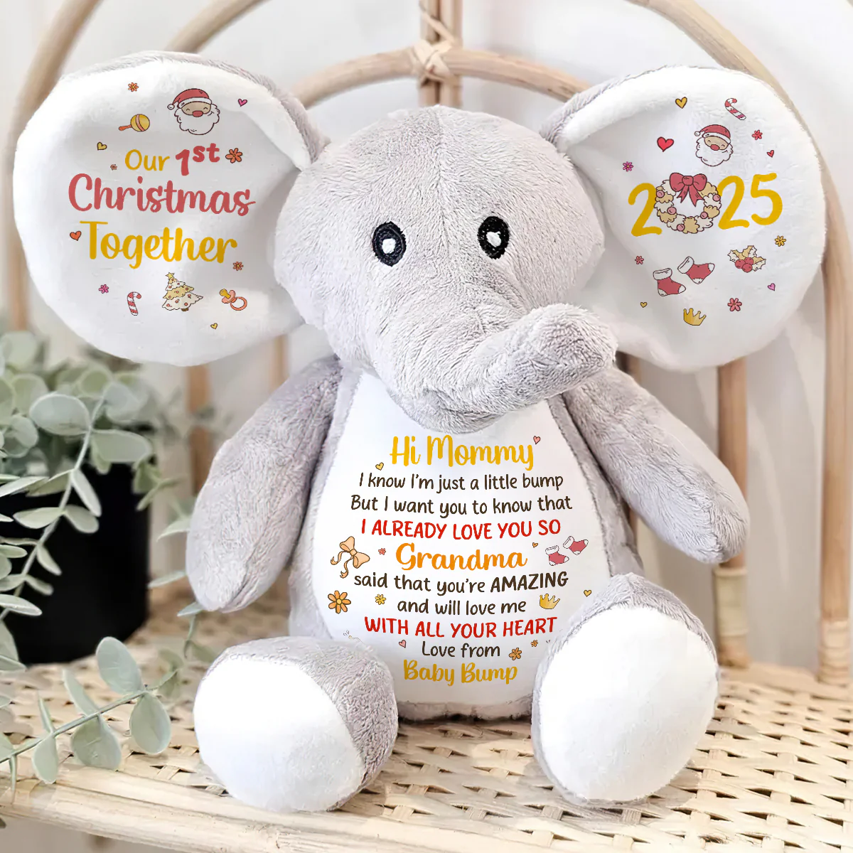 Mommy I Love You - Personalized Stuffed Elephant - Image 4