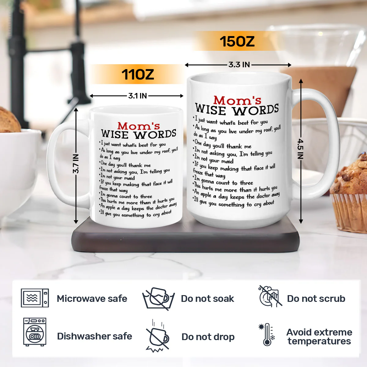 Mom's Wise Words - Personalized Mug - Image 3