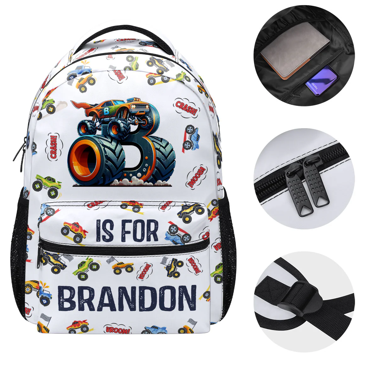 Monster Truck Alphabet - Personalized Backpack - Image 8